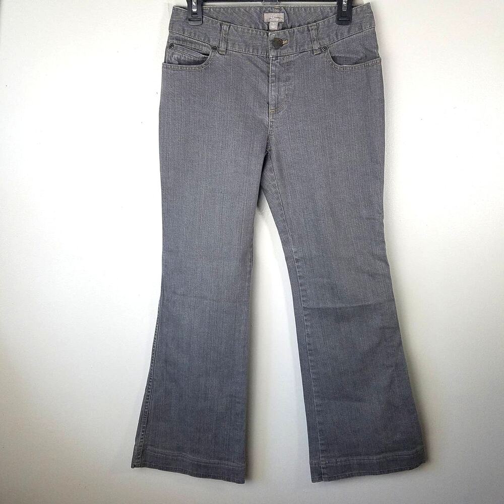 J.Jill Womens Jeans Gray Flare Leg Stretch Minimalist Wide Leg Midrise Size 4